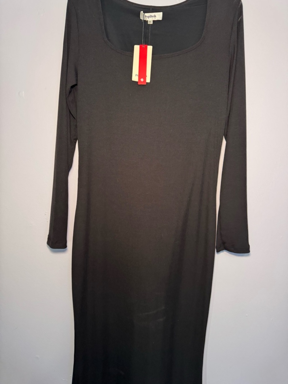 NWT 3XL Popilush Shapewear Square Neck Long Sleeve Slimming Modal Maxi Dress - Picture 4 of 5